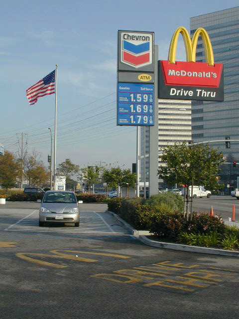 Toyota Prius at gas station