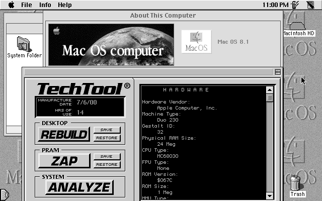 MacOS 8.1 on a Duo 230 undocked