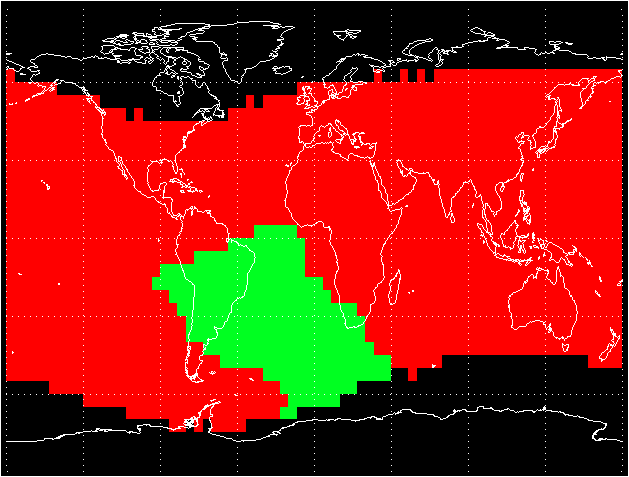 Geographic plot of drift loss cone and stable regions